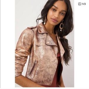 Anthropologie Shimmering Copper Leather Jacket